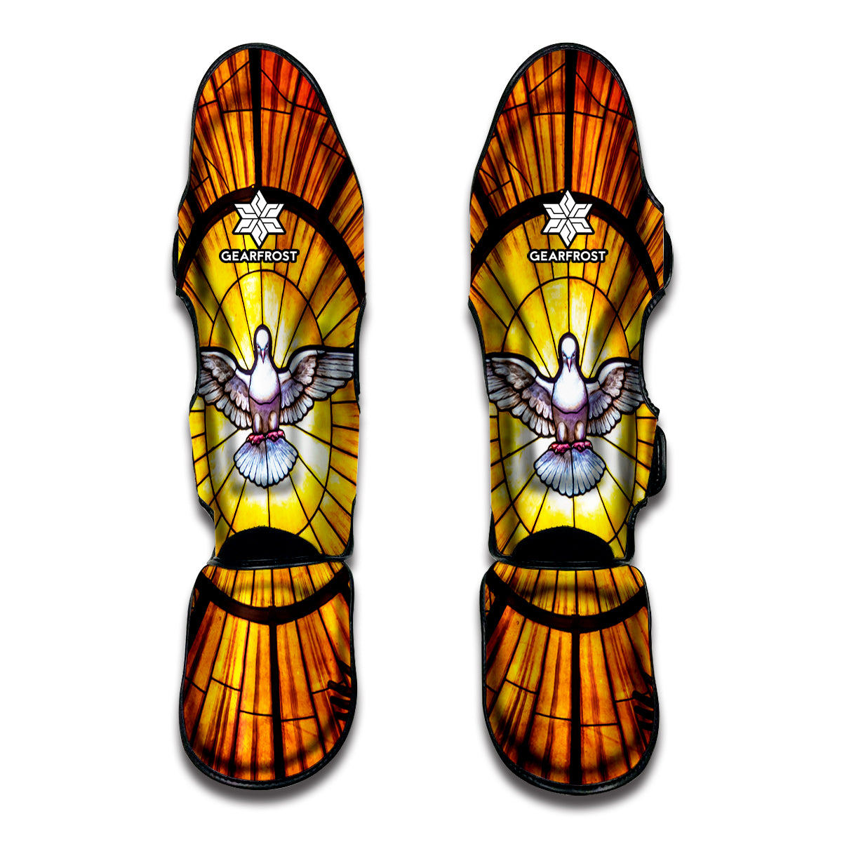 Holy Spirit Dove Stained Glass Print Muay Thai Shin Guard
