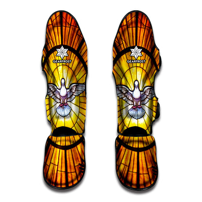 Holy Spirit Dove Stained Glass Print Muay Thai Shin Guard