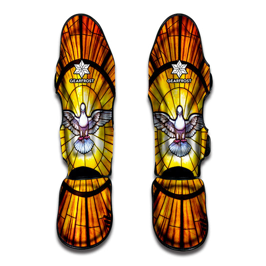 Holy Spirit Dove Stained Glass Print Muay Thai Shin Guard