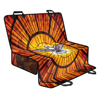 Holy Spirit Dove Stained Glass Print Pet Car Back Seat Cover