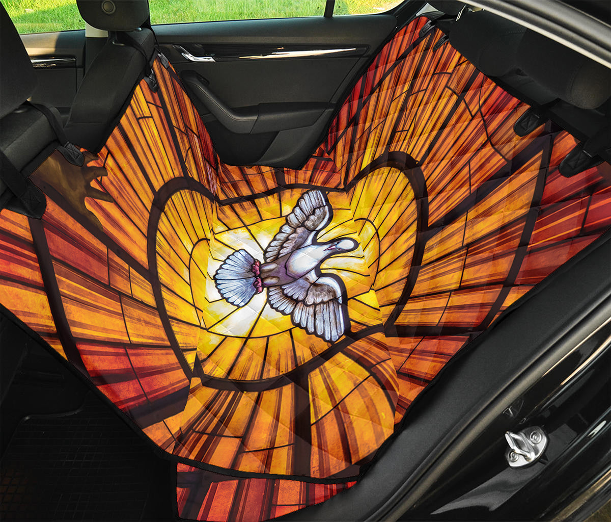 Holy Spirit Dove Stained Glass Print Pet Car Back Seat Cover
