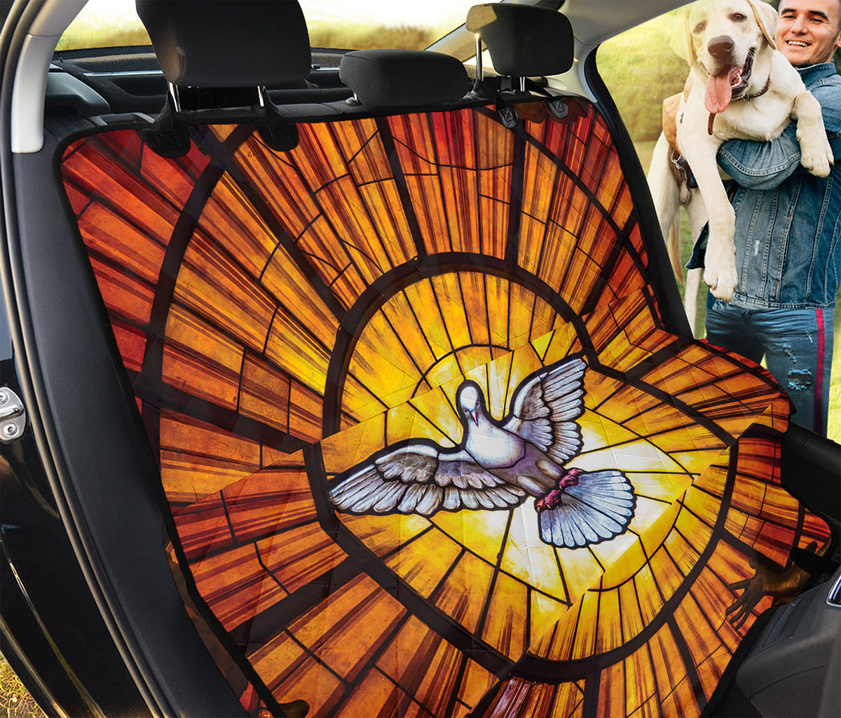 Holy Spirit Dove Stained Glass Print Pet Car Back Seat Cover
