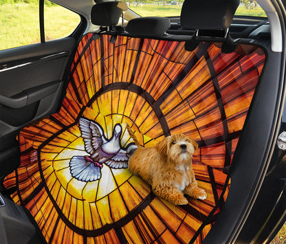 Holy Spirit Dove Stained Glass Print Pet Car Back Seat Cover