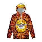 Holy Spirit Dove Stained Glass Print Pullover Hoodie