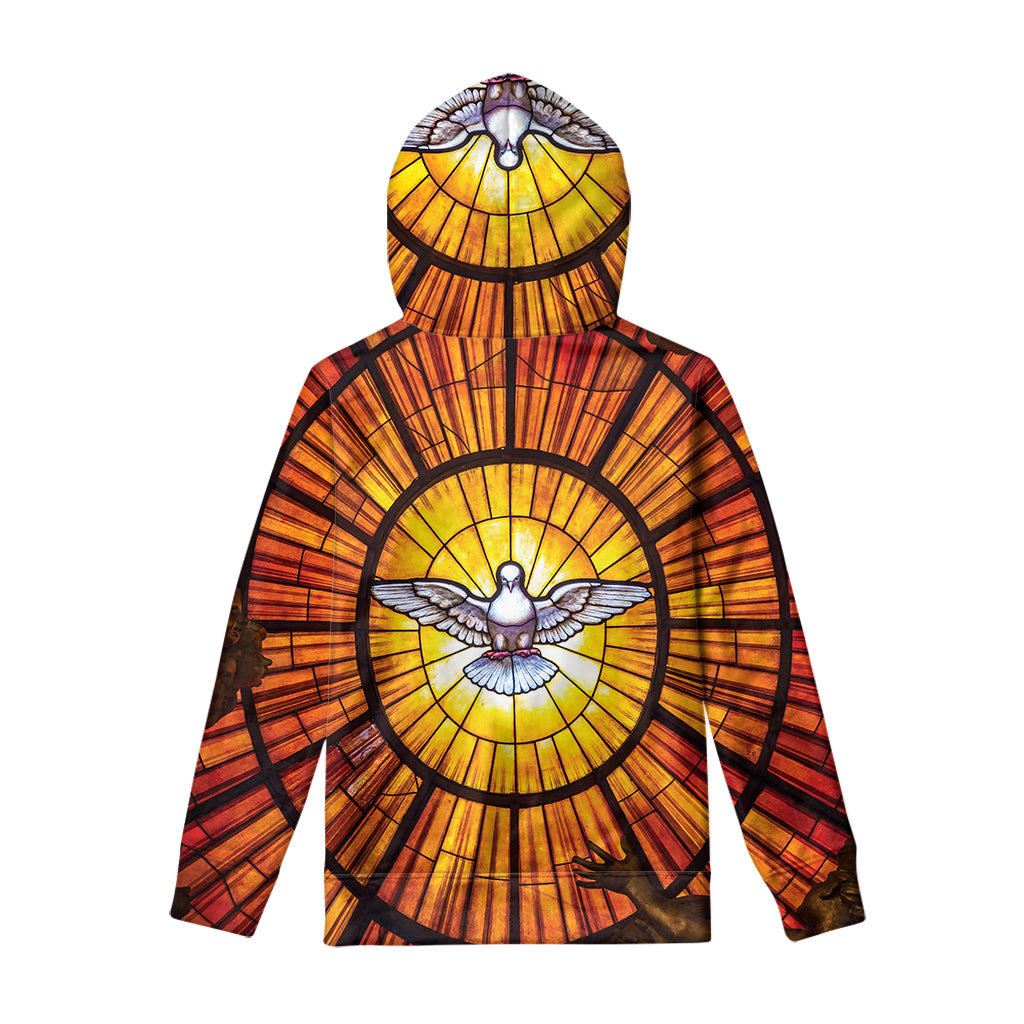 Holy Spirit Dove Stained Glass Print Pullover Hoodie