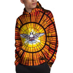 Holy Spirit Dove Stained Glass Print Pullover Hoodie