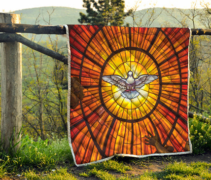Holy Spirit Dove Stained Glass Print Quilt