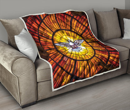 Holy Spirit Dove Stained Glass Print Quilt