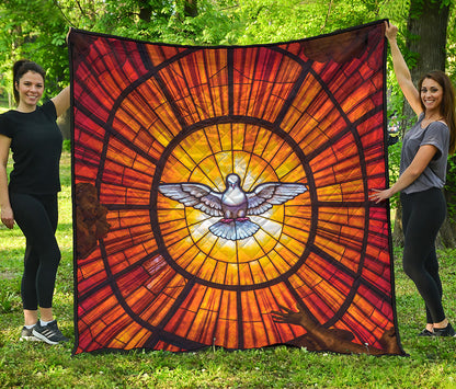 Holy Spirit Dove Stained Glass Print Quilt
