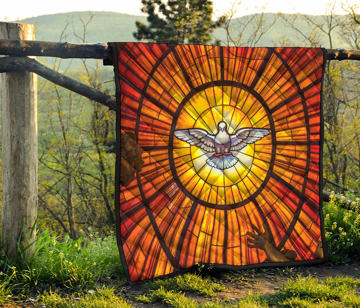Holy Spirit Dove Stained Glass Print Quilt