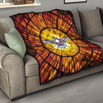 Holy Spirit Dove Stained Glass Print Quilt