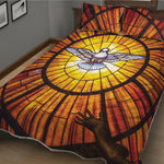 Holy Spirit Dove Stained Glass Print Quilt Bed Set