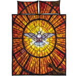 Holy Spirit Dove Stained Glass Print Quilt Bed Set