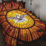 Holy Spirit Dove Stained Glass Print Quilt Bed Set