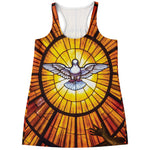 Holy Spirit Dove Stained Glass Print Women's Racerback Tank Top