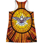 Holy Spirit Dove Stained Glass Print Women's Racerback Tank Top