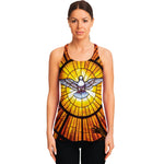 Holy Spirit Dove Stained Glass Print Women's Racerback Tank Top