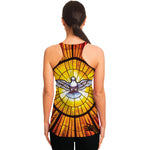 Holy Spirit Dove Stained Glass Print Women's Racerback Tank Top