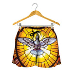 Holy Spirit Dove Stained Glass Print Women's Shorts
