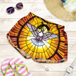 Holy Spirit Dove Stained Glass Print Women's Shorts