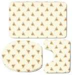 Honey Bee Hive Pattern Print 3 Piece Bath Mat Set