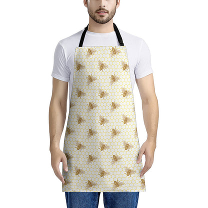 Honey Bee Hive Pattern Print Apron