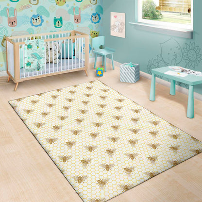 Honey Bee Hive Pattern Print Area Rug