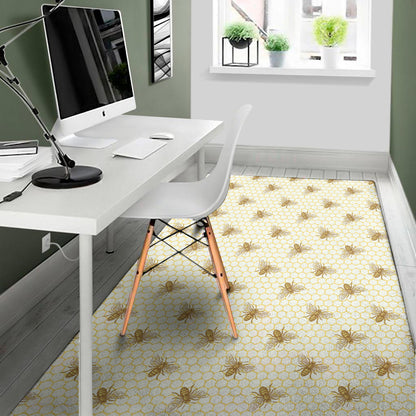 Honey Bee Hive Pattern Print Area Rug