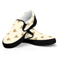 Honey Bee Hive Pattern Print Black Slip On Sneakers