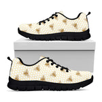 Honey Bee Hive Pattern Print Black Sneakers