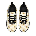Honey Bee Hive Pattern Print Black Sneakers