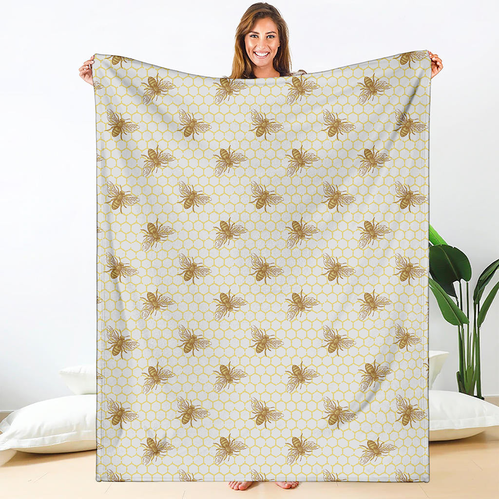 Honey Bee Hive Pattern Print Blanket