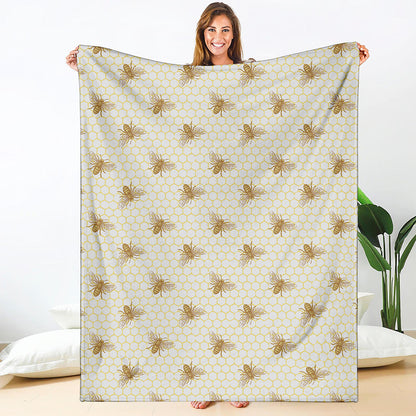 Honey Bee Hive Pattern Print Blanket