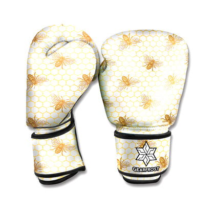Honey Bee Hive Pattern Print Boxing Gloves
