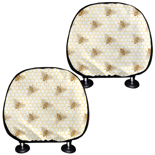 Honey Bee Hive Pattern Print Car Headrest Covers