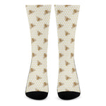 Honey Bee Hive Pattern Print Crew Socks