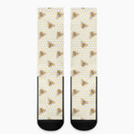 Honey Bee Hive Pattern Print Crew Socks