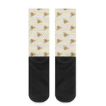 Honey Bee Hive Pattern Print Crew Socks