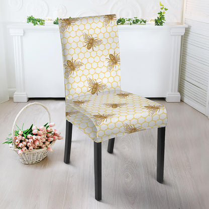 Honey Bee Hive Pattern Print Dining Chair Slipcover