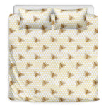 Honey Bee Hive Pattern Print Duvet Cover Bedding Set