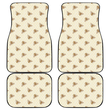 Honey Bee Hive Pattern Print Front and Back Car Floor Mats