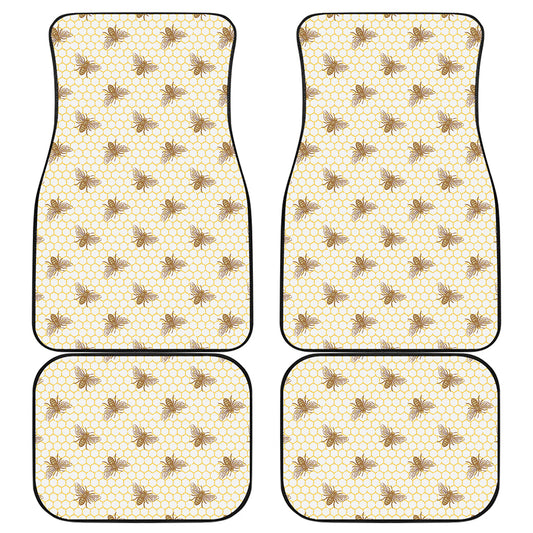 Honey Bee Hive Pattern Print Front and Back Car Floor Mats