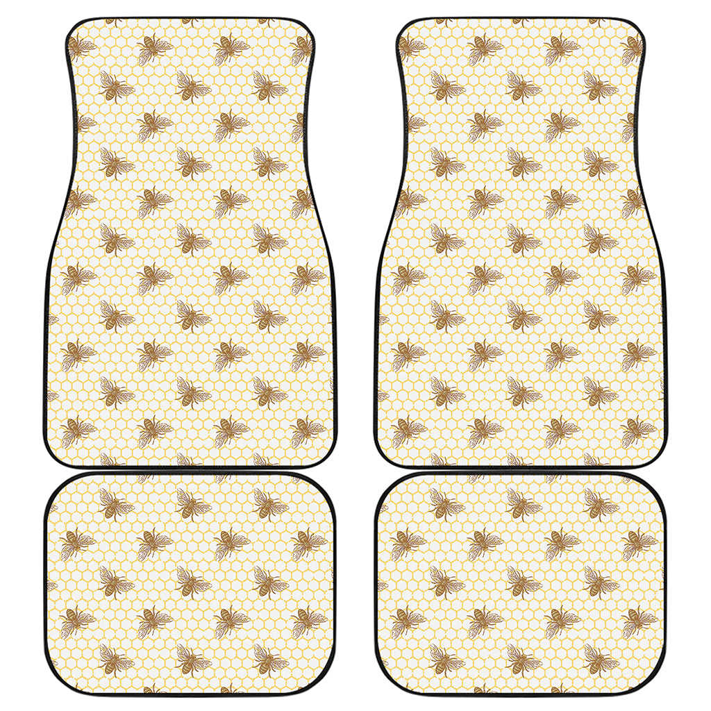 Honey Bee Hive Pattern Print Front and Back Car Floor Mats