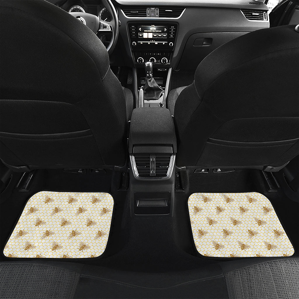 Honey Bee Hive Pattern Print Front and Back Car Floor Mats