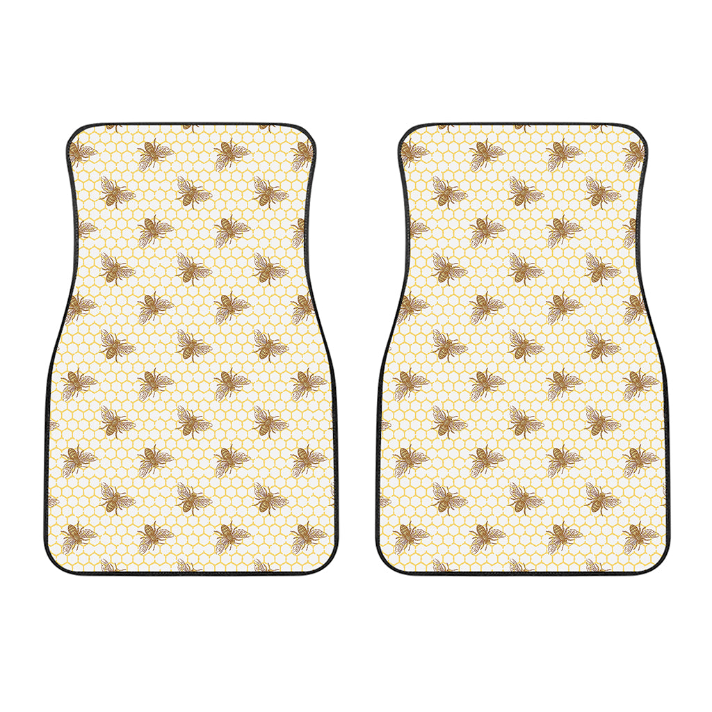 Honey Bee Hive Pattern Print Front Car Floor Mats