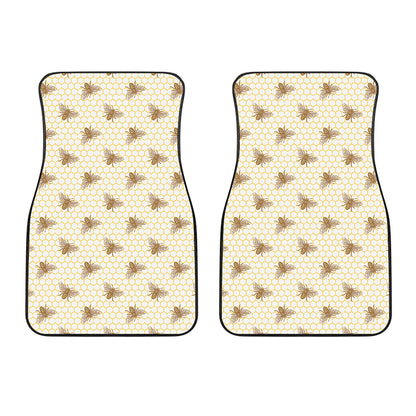 Honey Bee Hive Pattern Print Front Car Floor Mats