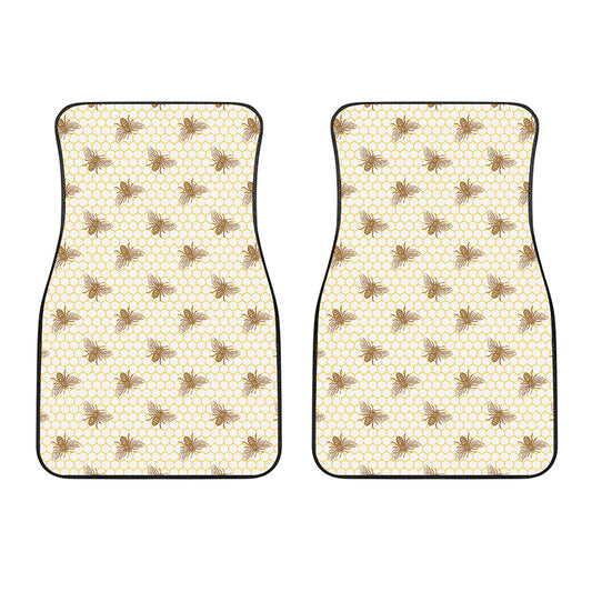 Honey Bee Hive Pattern Print Front Car Floor Mats