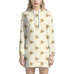 Honey Bee Hive Pattern Print Hoodie Dress
