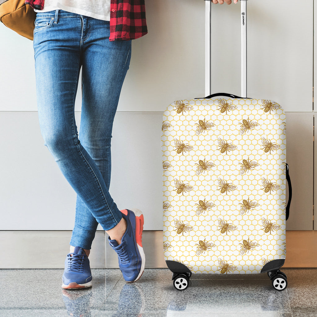 Honey Bee Hive Pattern Print Luggage Cover