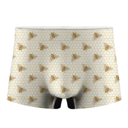 Honey Bee Hive Pattern Print Men's Boxer Briefs